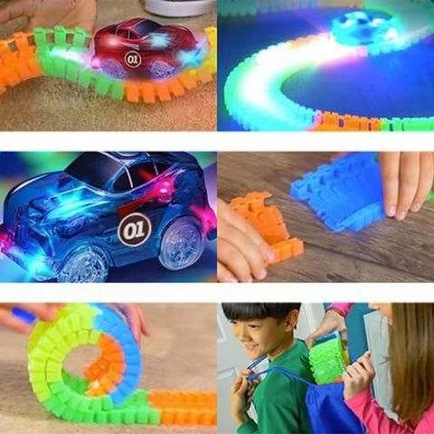Giantex circuit de course lumineux de 366 pièces avec voiture lumineuse,  facile à assembler, jouet pour garçons et filles de plus de 3 ans -  Conforama