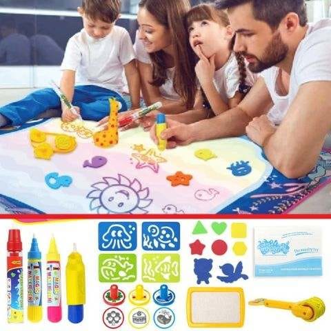 tapis de dessin à l'eau magique,tapis de gribouillage à colorier avec  stylos magiques,jouets Montessori,tableau - New T 100x80cm