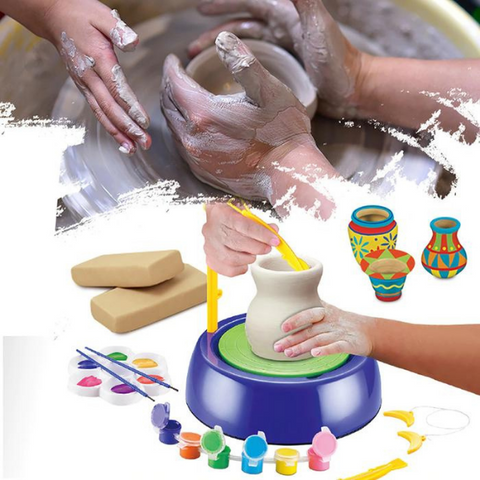 Mini machine de poterie électrique Poterie domestique Fabrication jouet Jeu  interactif DIY Artisanat Kit de céramique avec pigment Argile Kid Toy